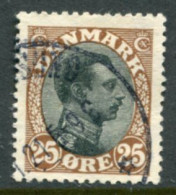 DENMARK 1919 King Christian X Definitive 25 Øre  Used..  Michel 100 - Oblitérés