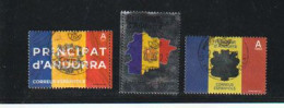 ANDORRA.  FLAGS/ BANDERAS / DRAPEAUX.  3 Timbres Oblitérés, Cancelado,  1ra Calidad - Used Stamps