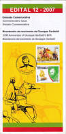 BRASILE 2007 - BROCHURE UFFICIALE GIUSEPPE GARIBALDI - FDC