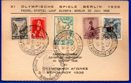 1622.GREECE,GERMANY, 1936 BERLIN OLYMPIC GAMES TORCH RELAY - Ete 1936: Berlin