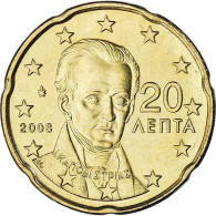 Grèce, 20 Euro Cent, 2008, Athènes, SPL, Laiton, KM:212 - Grecia