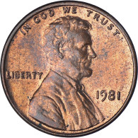 Monnaie, États-Unis, Lincoln Cent, Cent, 1981, U.S. Mint, Philadelphie, TTB - 1959-…: Lincoln, Memorial Reverse