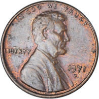 Monnaie, États-Unis, Lincoln Cent, Cent, 1971, U.S. Mint, Denver, TTB, Laiton - 1959-…: Lincoln, Memorial Reverse