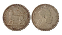 ETIOPIA 1/4 BIRR 1903 A IN ARGENTO MENELIK II KM# 3 - Ethiopia