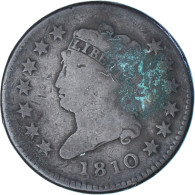 Monnaie, États-Unis, Coronet Cent, Cent, 1810, U.S. Mint, Philadelphie, B+ - 1808-1814: Classic Head (Testa Classica)