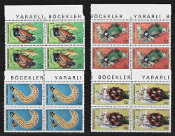 1980 - -  TURKISH  STAMPS - UMM  USEFUL INSECTS - BLOCKS OF 4 - Ungebraucht