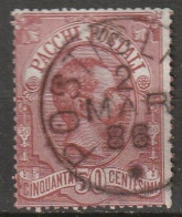 1884 Italia Pacchi Postali. 50 C  Nice Cancelation "POSTIGLA.. 2 MAR 86" Michel Paketmarken 03 Used, Usato. - Colis-postaux