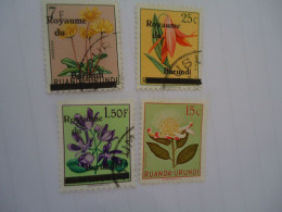 BURUNDI      USED STAMPS 4 FLOWERS OVERPRINT - Other & Unclassified