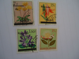 BURUNDI      USED STAMPS 4 FLOWERS OVERPRINT - Sonstige & Ohne Zuordnung