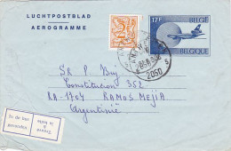 COAT OF ARMS STAMP ON PLANE AEROGRAMME, 1984, BELGIUM - Gebraucht