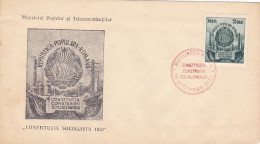 ROMANIA'S SOCIALIST CONSTITUTION, SPECIAL COVER, 1952, ROMANIA - Covers & Documents