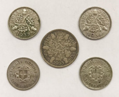 Gran Bretagna Great Britain 3 Pence  1932 1934 1940 1941 + 6 Pence 1933 E.1252 - 5 Pounds