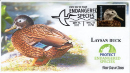 USA 2023 Laysan Duck, River, Endangered Species, Bird,Pictorial Postmark, FDC Cover (**) - Lettres & Documents