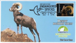 USA 2023 Desert Bighorn Sheep, Endangered Species, Animal,Pictorial Postmark, FDC Cover (**) - Brieven En Documenten