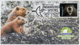 USA 2023 Vancouver Island Marmot, Endangered Species, Animal, Rodent ,Pictorial Postmark, FDC Cover (**) - Brieven En Documenten