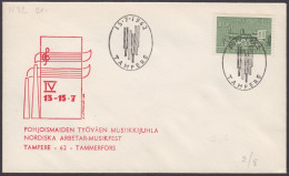 1962 - FINLAND - Special Commemorative Cover Nordiska Arbetar-Musikfest + SG 634 [Locomotive "Ilmarinen"] + TAMPERE - Brieven En Documenten