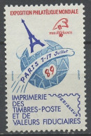 France - Frankreich érinnophilie 1989 Y&T N°V(3) - Michel N°ZF(?) *** - Philexfrance 89, Officielle - Briefmarkenmessen