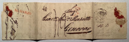 Turkey1839Constantinople Via SEMLIN Serbia/Österreich Desinfected Cover NETTO DI FUORA ET DI DENTRO>Genova Sardegna - ...-1858 Préphilatélie