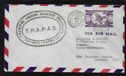 1ere Liaison Aérienne T.R.A.P.A.S. Nouméa Papeete Timbre 4f Nlle Calédonie  - Storia Postale