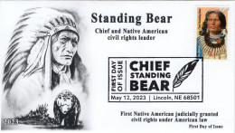USA 2023 Chief Standing Bear, Native American, Tribal ,Pictorial Postmark, FDC Cover (**) LIMITED - Briefe U. Dokumente
