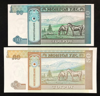 MONGOLIA 10 + 50 TUGRIK 1993 FDS / UNC Lotto 4723 - Mongolië