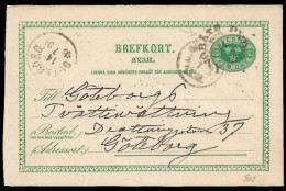 1894 SWEDEN 5 ÖRE PSC - GÖTEBORG STEAMBOAT  PM "ÅNGBÅTS PXP No. 14" & LOCAL DELIVERY "TUR" CDS - 1885-1911 Oscar II