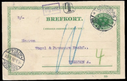 1906 SWEDEN 5 ÖRE PSC GÖTEBURG TO DRESDEN,GERMANY - POSTAGE DUE 6¼ CENT - Entiers Postaux