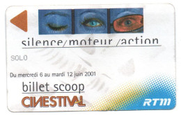 BILLET TICKET TRANSPORT METRO BUS TRAMWAY RTM MARSEILLE CARTE CINEMA CINESTIVAL  2001 - Europe