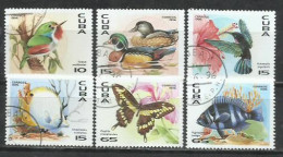 356- SERIE COMPLETA CUBA FAUNA NATURALEZA 1996 Nº 3545/3550 AVES MARIPOSAS PECES - Oblitérés