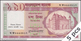 DWN - BANGLADESH P.32 - 10 Taka ND (1996) UNC Various Prefixes DEALERS LOT X 5 - Bangladesch