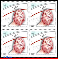 Ref. BR-V2019-14-Q BRAZIL 2019 - ZODIAC SIGNS, LEO, 5THISSUE, CONSTELLATION OF LEO, BLOCK MNH, ASTROLOGY 4V - Blocs-feuillets