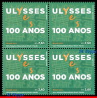 Ref. BR-V2022-06-Q BRAZIL 2022 - DIPLOMATIC RELATIONS WITHIRELAND, 100 YEARS OF ULYSSES, BLOCK MNH, FAMOUS PEOPLE 4V - Neufs