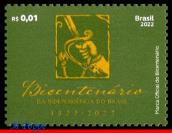 Ref. BR-V2022-07 BRAZIL 2022 - BICENTENARY INDENPENDENCE, OFICIAL LOGO, SWORD OF D.PEDRO I, MNH, HISTORY 1V - Unused Stamps