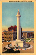 Maryland Baltimore Mt Vernon Place Washington Monument And Lafayette Statue 1947 Curteich - Baltimore