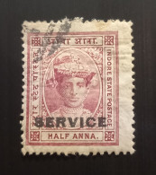 INDE Indore/Holkar 1904 Maharaja Tukoji Holkar III - Overprinted "SERVICE"  ½A  Used - Holkar