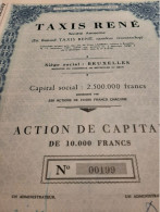 Taxis René S.A. - Action De Capital De 10.000 Frs - Bruxelles Déc. 1961. - Auto's