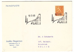 Finlande - Carte Postale De 1960 - Oblit Lahti - - Covers & Documents
