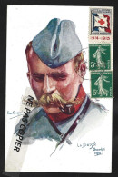 Nos Poilus Soldat   Pipe Moustache LA BASSEE  1914  ERIC DUPUIS Semeuse  Oblit PARIS Vignette "pensez à Nos Soldats" - Vignettes Militaires