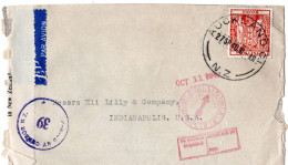 69209 - Neuseeland - 1940 - 4'- Fiskalmke EF A LpBf M NZ-Zensur AUCKLAND -> Indianapolis, IN (USA) - Cartas & Documentos