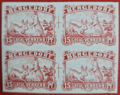 Epreuves En Rouge De La Poste Locale Allemande Bergedorf (1887), Proof, Probedruck : Lapin, Rabbit, Kaninchen - Hasen