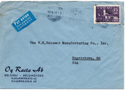 69234 - Finnland - 1951 - 35Mk EF A LpBf HELSINKI -> Hagerstown, MD (USA) - Briefe U. Dokumente