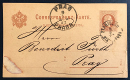 Hongrie, Entier-Carte Pour Prague 1882 - (N295) - Postal Stationery