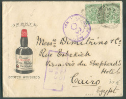 ½a (x2) Obl. Dc NEEMOUH Sur Enveloppe Ill. (SCOTCH WHISKIES GRANT'S) (liqueur) Du 6.AU. 1915 Vers Cairo (Egypt) Near The - 1911-35 King George V