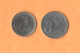 Kyrgyzstan 1 + 3 Som 2008 Kirghizistan Steel + Nickel Coin - Kirghizistan