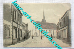 CPA ANIMÉ 27 NORMANDIE MARCILLY SUR EURE, GRANDE RUE Et EGLISE 1906 ANE COMMERCE / CARTE POSTALE ANCIENNE (1923) - Marcilly-sur-Eure