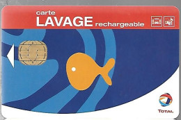 CARTE-PUCE-LAVAGE-RECHARGEABLE-TOTAL-V°N°Gris-Texte 500 Stations-TBE - Colada De Coche