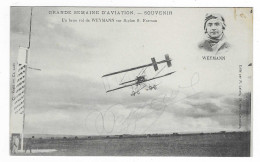 CPA AUTOGRAPHE AVIATEUR WEYMANN, AVION BIPLAN H. FARMAN, SOUVENIR GRANDE SEMAINE D'AVIATION - Aviateurs