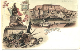 10594 - Belfort 1900 -   BELLE CPA  CHROMO    , Fort, Lion, Armes Etc Etc  - Dos Non Divisé - Edit. Pélot Belfort - Belfort – Siège De Belfort