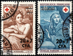 Réunion Obl. N° 388 Et 389 - Croix Rouge - Tableaux De Nicolas Mignard - Used Stamps