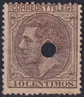 Spain 1879 Sc 247 España Ed 205T Telegraph Punch (taladrado) Cancel - Telegrafen